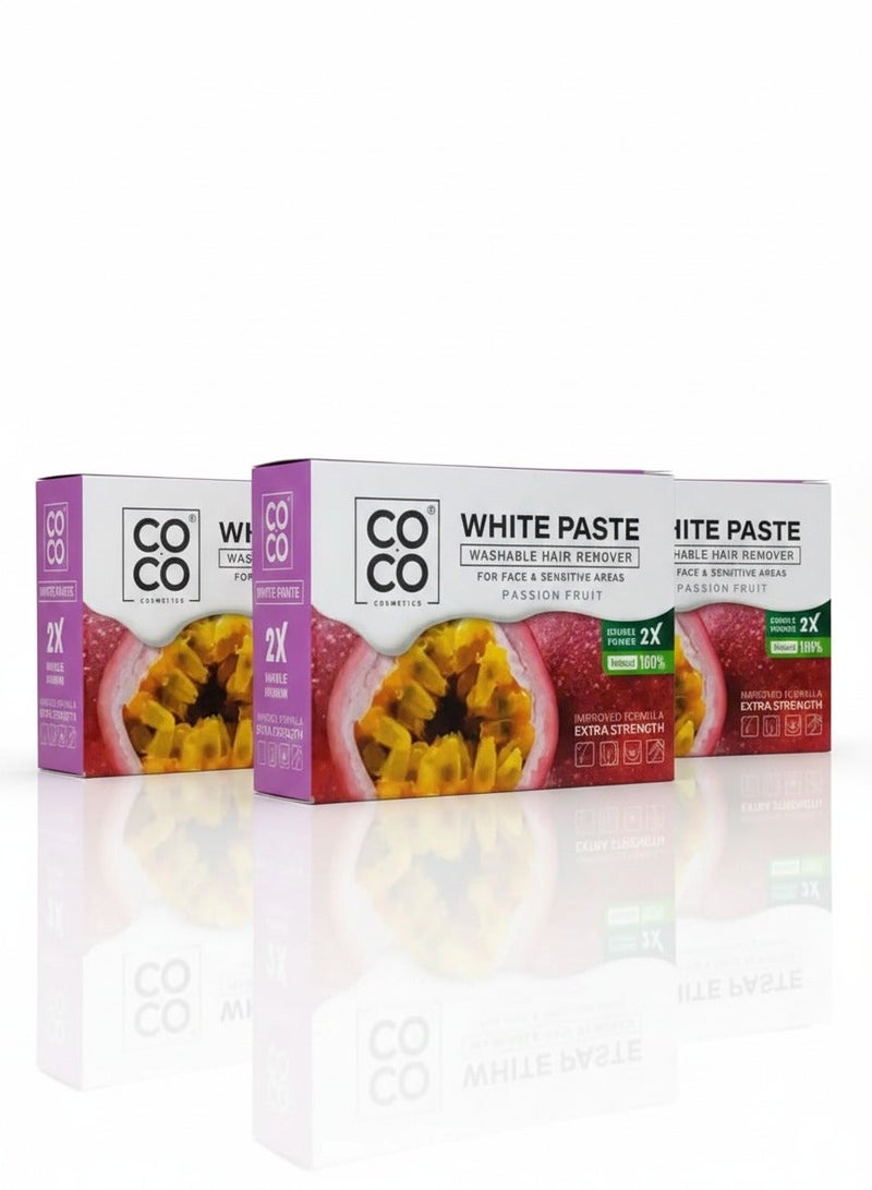 Three pieces of white paste with passion fruit flavor for hair removal on the body and face, Coco 3*100g